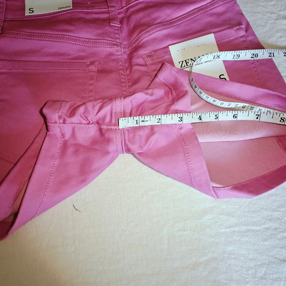 Zenana High Waist Denim Shorts Mauve Pink Five Pocket Stretch 58% Cotton Small